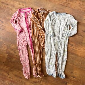 Bundle of 3 Baby 6-9 Months Bamboo Stretchy Footie Full Zip Pajamas Magnetic Me